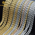 Wholesale Jewelry Bulk Tarnish Free Accessories Hip Hop Stainless Steel Rose Gold Plated Twisted Rope Chain Necklace