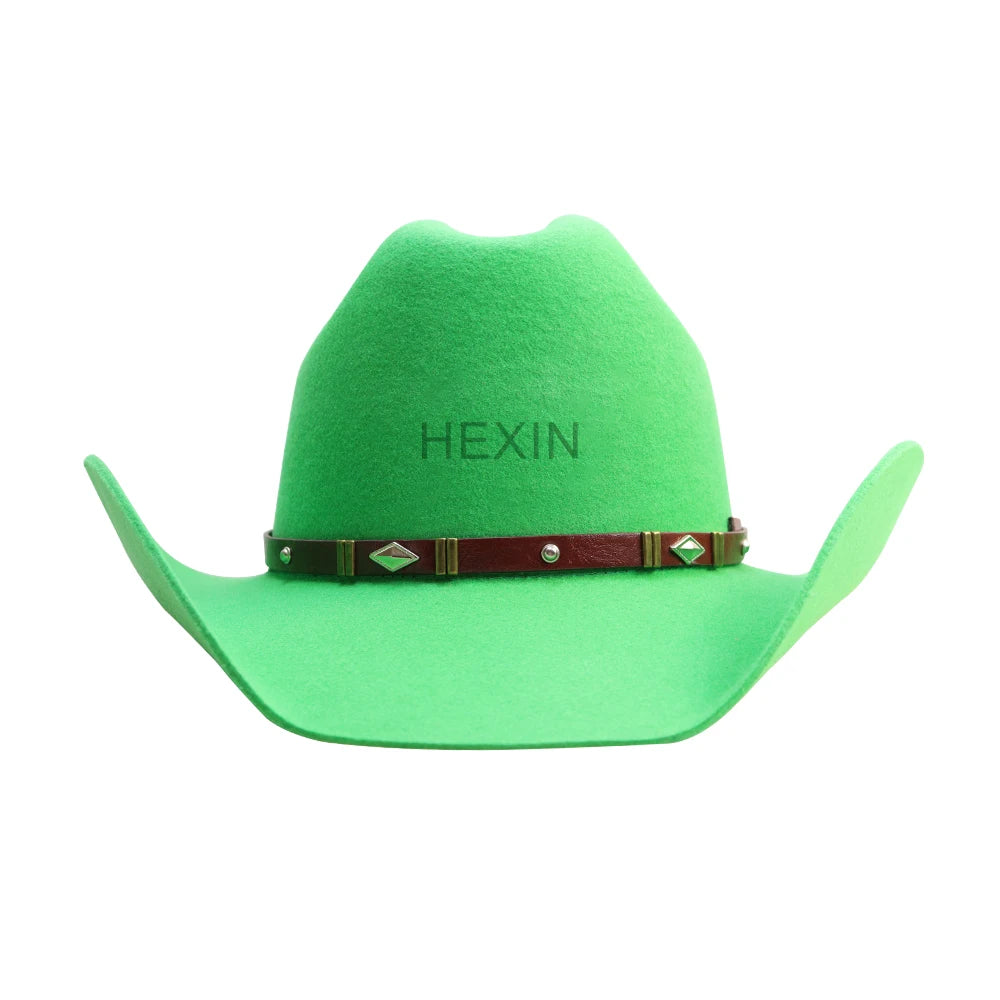 Wholesale New Western Cowboy Hats Fashionable Wide Brim 100% Wool Adjustable Casual Outdoor Sports