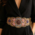 Bohemian Brown Beaded Women's Wide Elastic Body Chain Belt Ethnic Statement Jewelry for Party Engagement or Gift