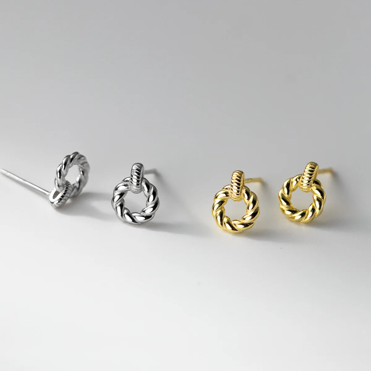 Fashion Jewelry 925 Sterling Silver Twisted Geometric Stud Earring for Women 18K Gold Plated 925 Silver Earring Piercing Jewelry