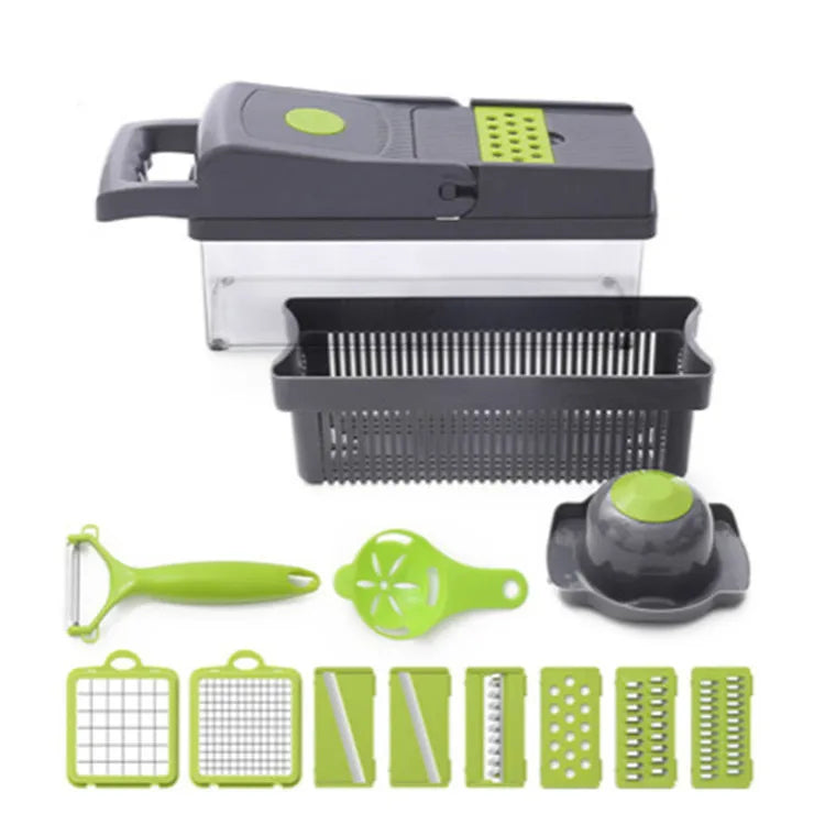 Multi Function Hand Operated Vegetable Cutter Slicer Shredder With 6 Blades and Strainer