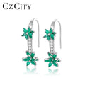 LUOTEEMI Fine Jewelry Silver Woman Designer Quality Elegant Flower Earing Charm Luxury Stone Jade Earrings