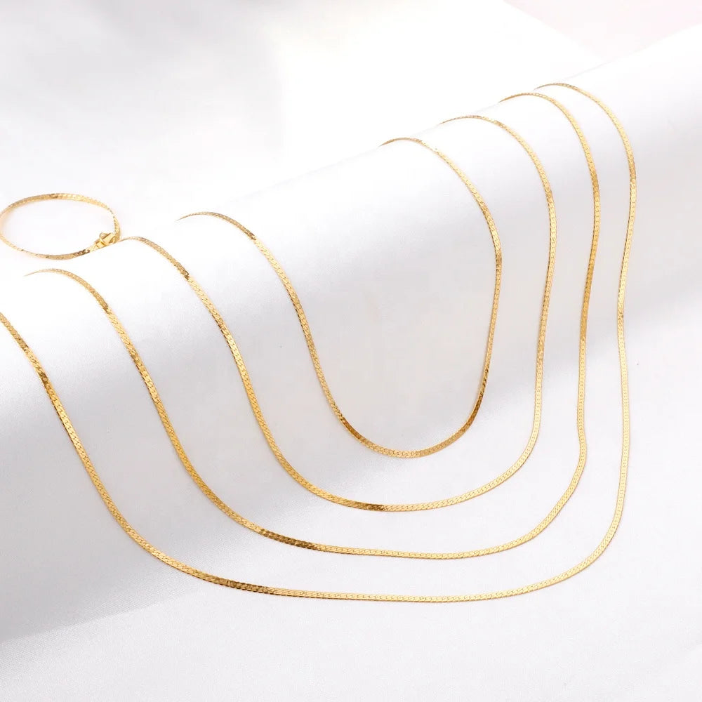 ASON Jewelry Custom Waterproof Stainless Steel Necklace 45cm 50cm 55cm 60cm Flat Chain Necklace Jewelry