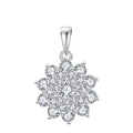 Sparkling 925 Sterling Silver Cubic Zirconia Snowflake Pendant Hypoallergenic Delicate CZ Flower Cluster Pendant for Women