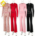 2026 Trend Spring Women's Sets Custom Leopard Zip up Hoodie Set 2 Piece Flare Pants Set for Women Tracksuits MegaBDM