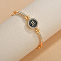 European Style Adjustable 18K Gold Plated Black Oil Drip Crystal Zodiac Bracelet Jewelry for Women