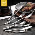 High Quality Eco-Friendly BLAIS/ODM Heavy Mirror Silver Western Nordic European Stainless Steel 304 Flatware Cutlery Set Hotel