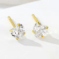 Factory Wholesale Sparkling Clear Zircon Gold Plated Fashion 925 Sterling Silver Jewelry Statement Heart Stud Earrings for Women