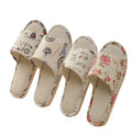 Women Casual Floral Indoor Home Slippers Flower Soft Slippers Spring Autumn Flip Flops Female Linen Slides Slippers