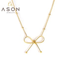 Ason New Fashion Stainless Steel Jewelry Necklace 2023 Hot Sale 18k Gold Plated Bow Pendant Necklace for Women