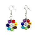 New Natural Crystal Stone Wire Wrapped 7 Colour Ball Beads Crystal Earring Eardrop Jewelry Crystal Earrings for Women