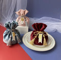 High End Wedding Candy Velvet Bag Fine Tassel Rope Drawstring Velvet Bags Customized Gold Velvet Drawstring Pouch
