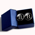 Wholesale Classic Black 26 LETTERS Initial Cuff Links 16mm Glass Dome Crystal Shirt Accessories for Men for Weddings Engagements