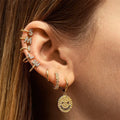 New Trendy Platinum Plated Zinc Alloy Crystal Initial Letters Clip-on Earrings with Micro Insert Rhinestone for Women Girls