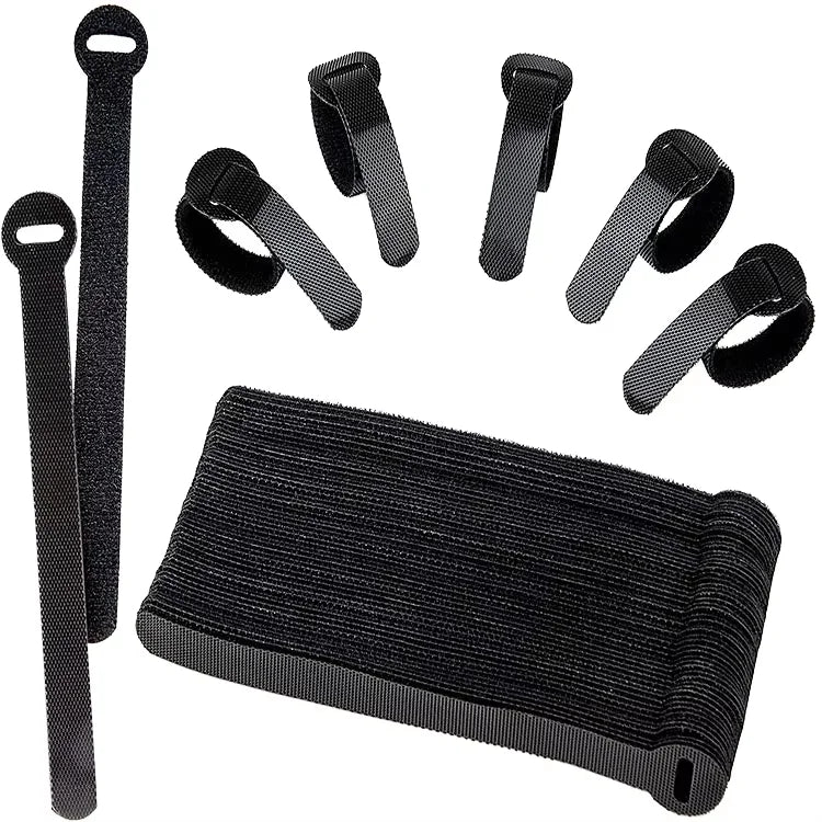 Hi Temperature logo Custom Black Fabric Hook and Loop for Flexible Wall Mounts in Stock 300mm Cable Zip Ties Strap