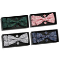 Custom Bowtie Set for Men Bow Ties Pocket Square Cufflinks 4pcs Suit for Man Accessories Bowties Gift Box Silk Butterfly Cravat