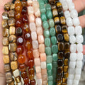 Wholesale Irregular Rectangle Shape Natural Jade Agate Jasper Loose Tumble Crytal Healing Stone Beads for Jewelry Making