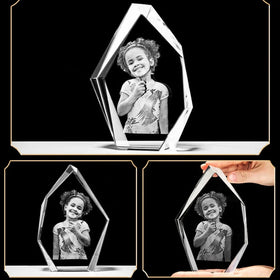 Honor of Crystal 2d/3d Photo Frame Blank Block 3d Laser Engraved Crystal Cube 3d Photo Crystal Cube