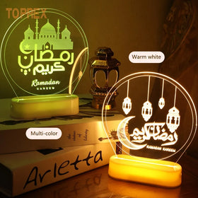 Indoor Festival Decoration Wholesale Usb Battery Supply LED Acrylic Eid Lights Ramadan Decorations 2024 for Christmas