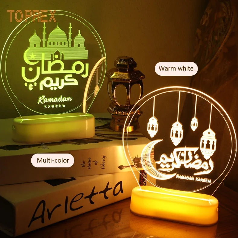 Indoor Festival Decoration Wholesale Usb Battery Supply  LED Acrylic Eid Lights Ramadan Decorations 2024 for Christmas