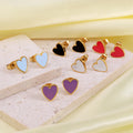 Minos New Colorful Heart Enamel Earrings Stainless Steel 18k Real Gold Plated Heart Earrings Hypoallergenic Stud Earrings