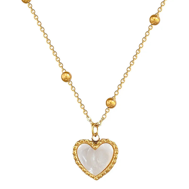 Mother of Pearl love Necklace Simple Banquet Wedding Women's Gold and Silver Necklace Stainless Steel Necklace