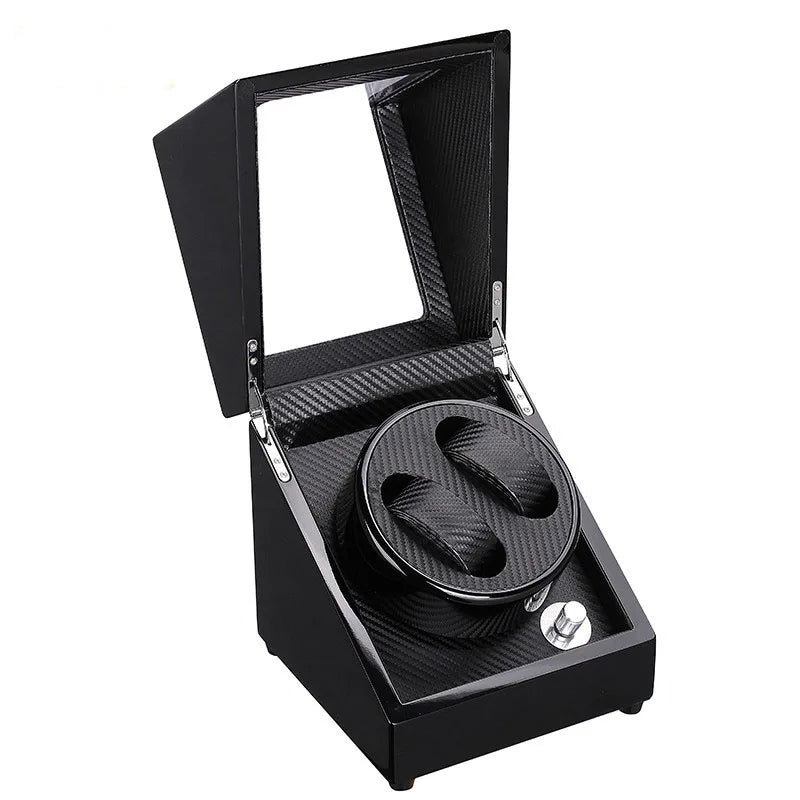 High Quality Fashion 2 Slots Automatic Shaker Watch Winder Case Box Battery Powered AC Adapter Included with Matt Lamination