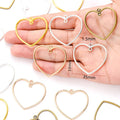 5 Color Double Hole Hollow Heart Shaped Charm for Bracelet Necklace Pendant DIY Jewelry Accessories Making 35*33mm A132