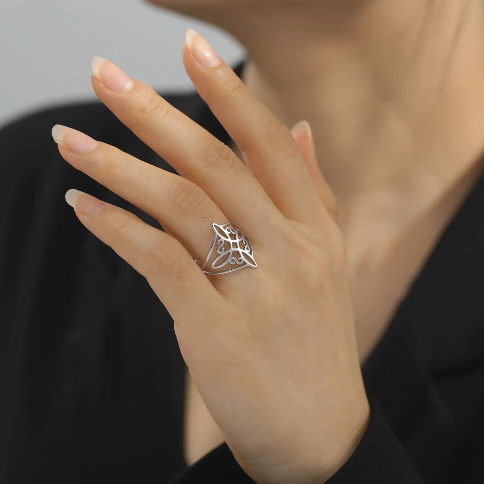 Vintage Witch Knot Ring Women Wiccan Cross Celtics Knot Finger Rings Witchcraft Good Luck Amulet Stainless Steel Jewelry