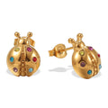 MICCI 18K Gold Plated Waterproof Jewelry Stainless Steel Cute Colorful Ladybird Small Earrings