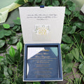 Gold Foil Custom Wedding Card 15*15cm Clear Acrylic Invitations with Hard Cover Box