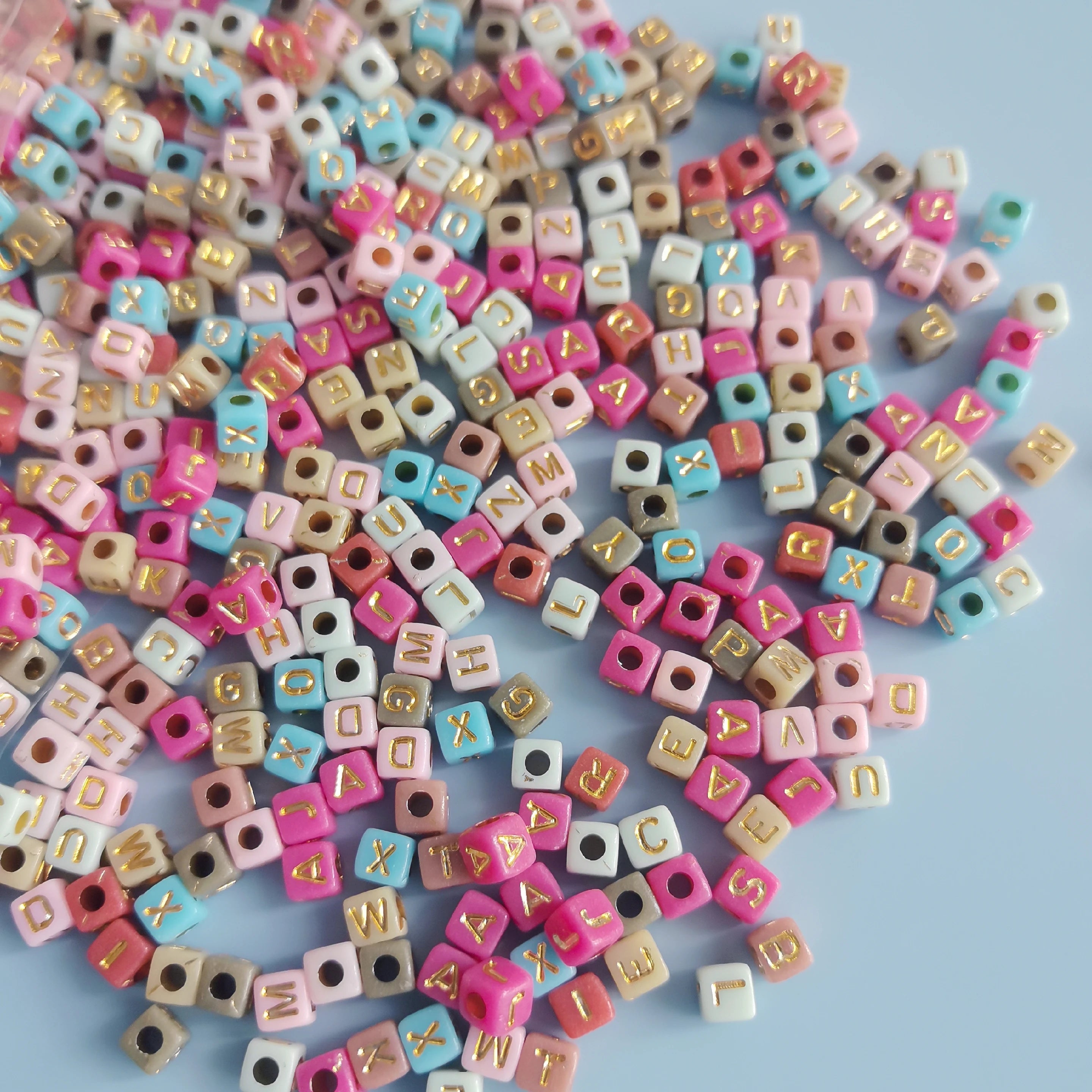 5mm Colored Square Gold Letter Bead Jewelry for DIY Couple Friendship Bracelet Necklace Fashion Accessories