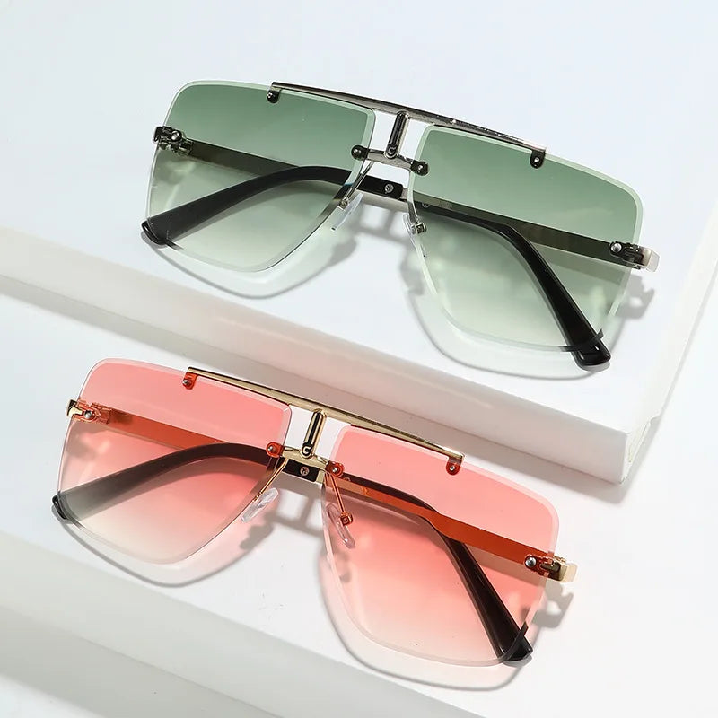 Twooo 40018 Wholesale Rimless Square Sun Glasses Metal Fashion Sunglasses Men