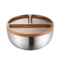 SS304 Table Decoration Food Serving Bowls With Bamboo Lid Wood Home Kitchen Baking Stainless Steel Salad Bowls Mixing Bowls Set