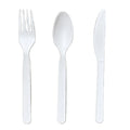 OEM 100% Biodegradable White 7 Inch CPLA Cutlery Set 3 in 1 Bioleader Soup Spoon Fork Set for Party