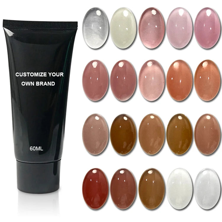 French Style Non-Toxic Eco-Friendly UV/LED Cure 60ml Clear Nude Pink Acrylic Gel for Nail Extension