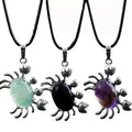 New Creativity Natural Stone Crystal Crab Pendant Necklace Gemstone Jewelry Amethyst tiger Eye Animal Pendant for Women Men