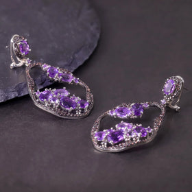 W0462 Abiding Modern Earrings Manufacturer 925 Sterling Silver Natural Gemstone Handmade Amethyst Anniversary Earrings