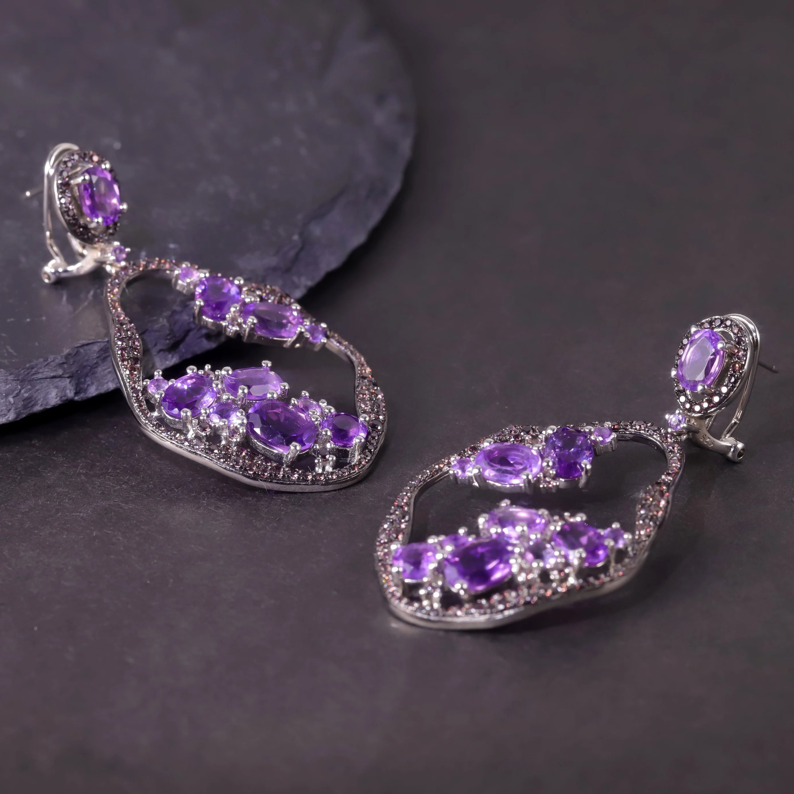 W0462 Abiding Modern Earrings Manufacturer 925 Sterling Silver Natural Gemstone Handmade Amethyst Anniversary Earrings