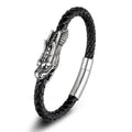Personality Trendy Fashion Men's Leather Bracelet Exotic New Stainless Steel Dragon Head Men Magnetic Bracelets OT-203