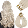Natural Wave Russian Remy Whitest Blonde Color Unprocessed Curly Machine Double Weft High Grade Hair Extension Super Double