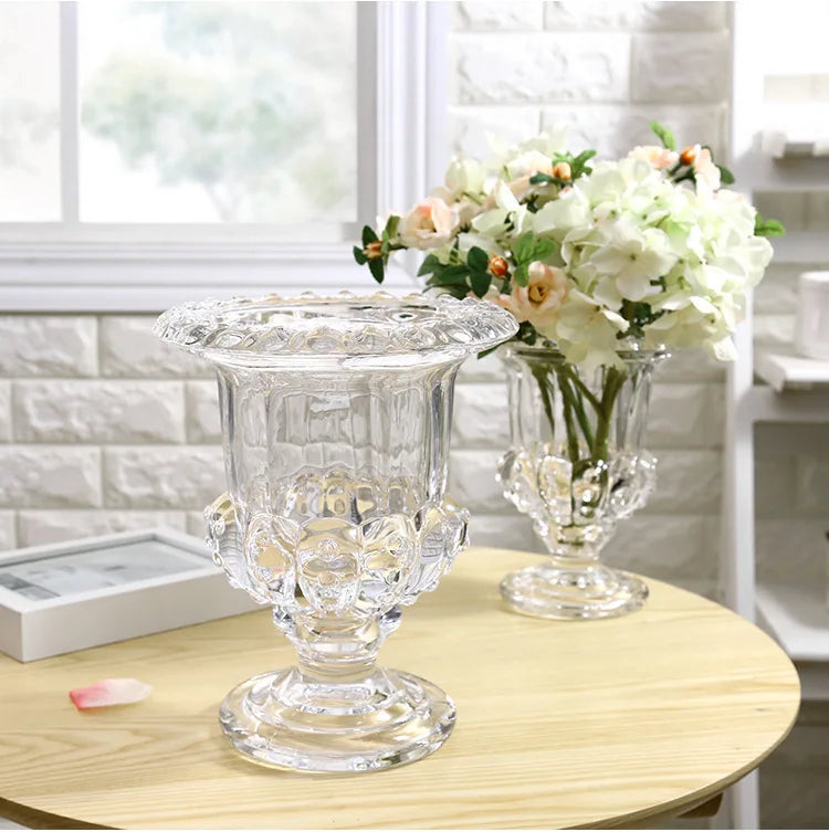 Modern Nordic Style Luxury Tall Floor Vase Luxury Small Tabletop Crystal Clear Glass for Home Decor PC for Living Kitchen Large