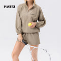 PASUXI Half Zip Pullover Breathable Quick Dry Running Long Sleeve Women Loose Fit Gym Fitness Sports Sweatshirt Hoodie MegaBDM