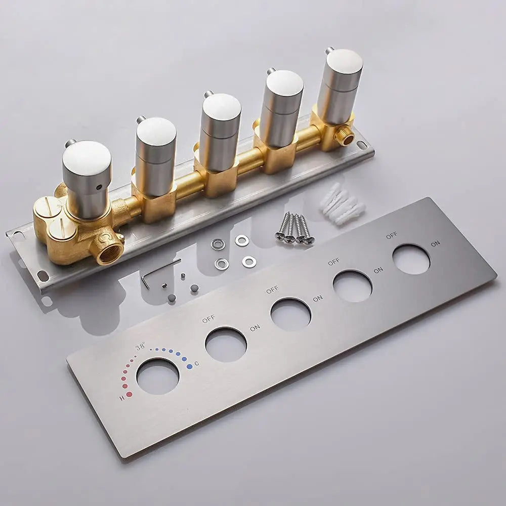 Modern Chrome Finish Brass Thermostatic Pressure Balanced Shower Diverter Valve with Easy Installation