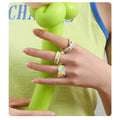 Fashion Unique Design Girls Colorful Handmade Oil Drop Open Finger Ring Y2K Jewelry Cute Cream Enamel Ring for Women