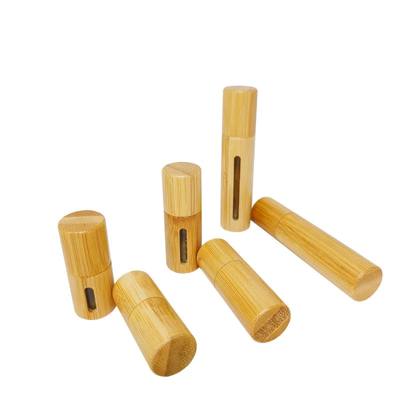 Factory Customized 3ml 5ml 10ml Bamboo Roller Bottles Empty Refillable Essential Oil Roll on Perfumes Bottles
