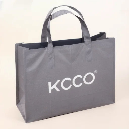 Custom Printed Logo Letter Large Eco-Friendly Non-Woven Tote Long Strap Handled Reusable Recycled Shopping Bag Fabric Material