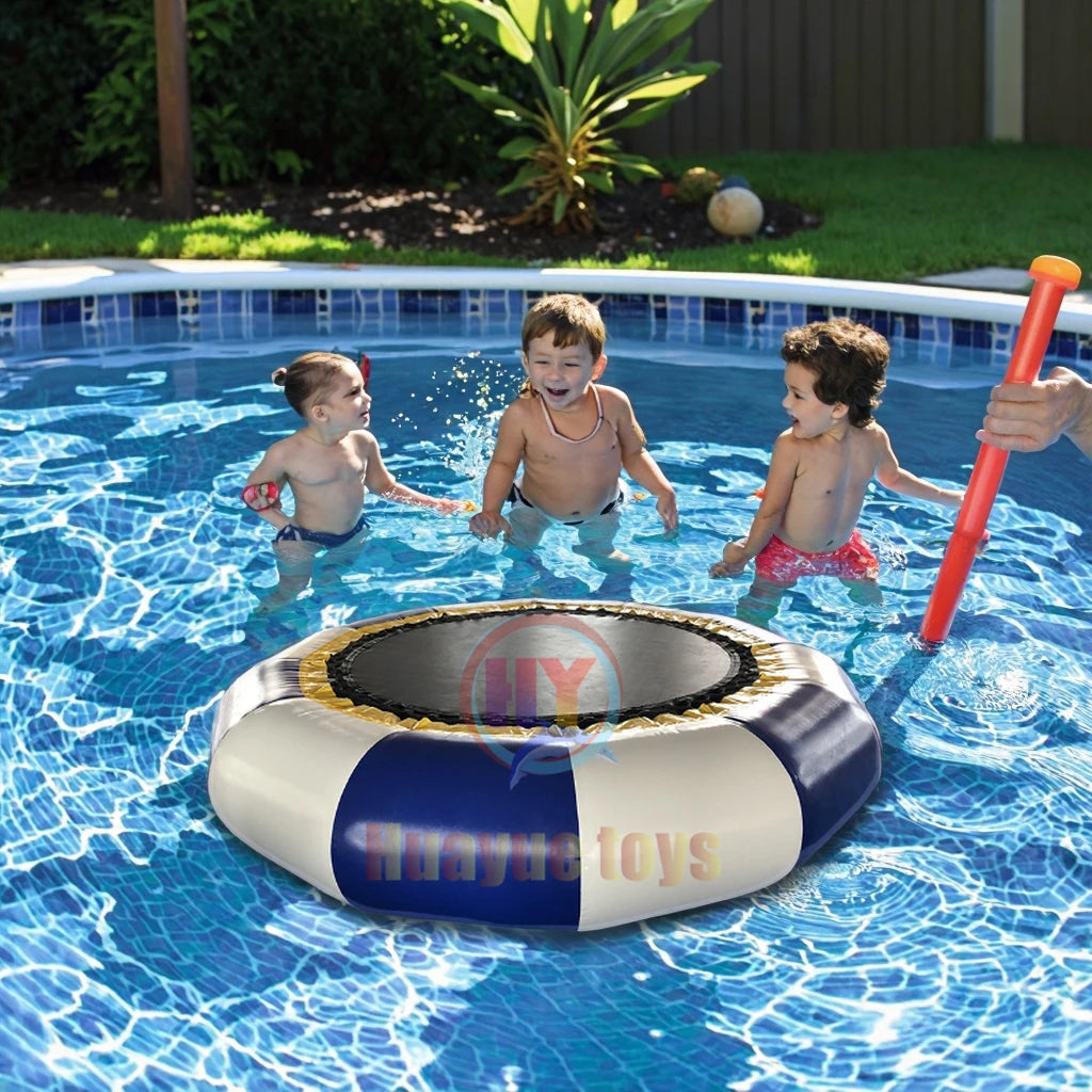 3m 4m Diameter 0.9mm PVC Tarpaulin Cheap Water Floating Island Water Park Inflatable Jump Trampoline With Slide