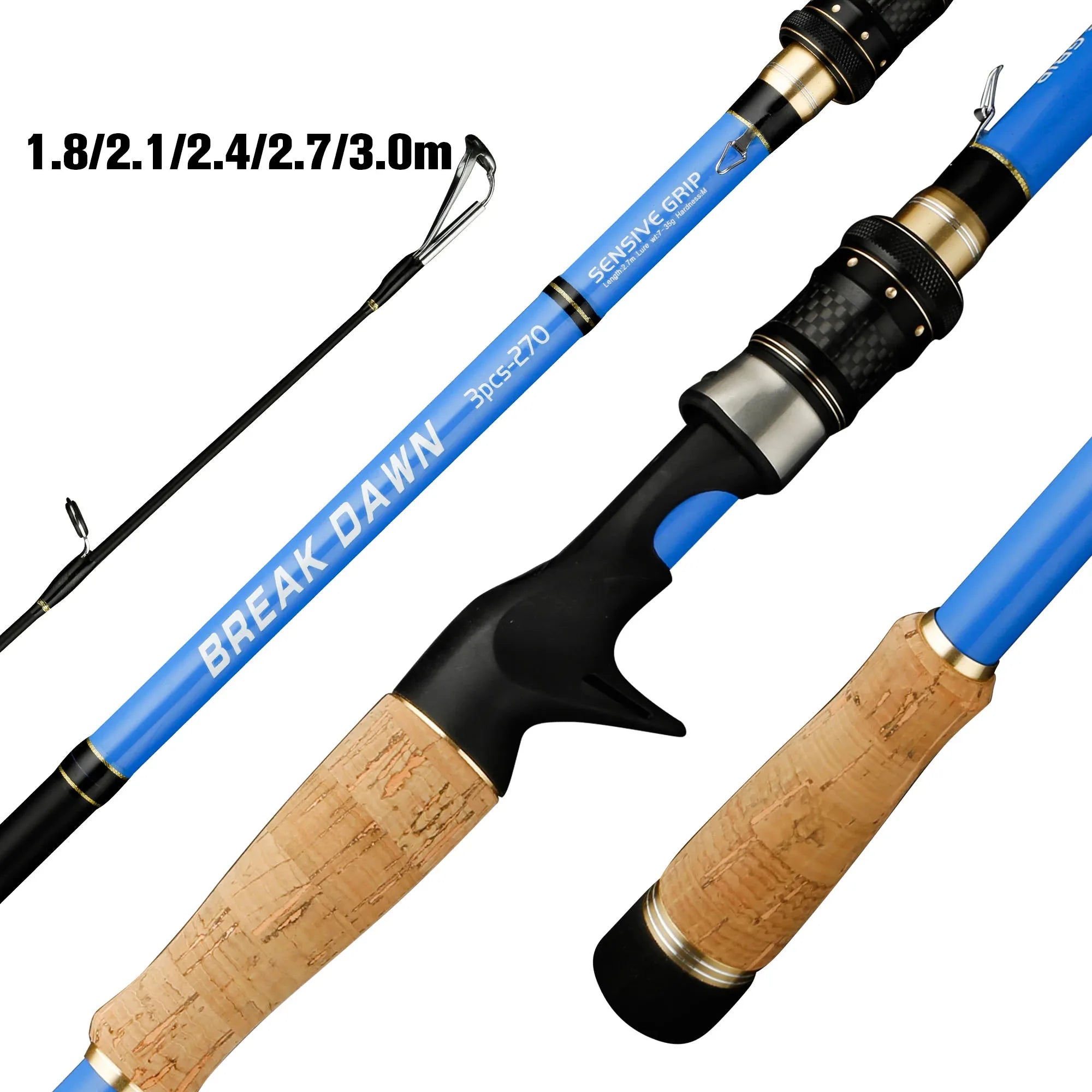 YOUME 1.8/2.1/2.4/2.7/3.0m Casting Spinning Fishing Rods Baitcasting Guide Travel Ultra Light 30T Carbon Lure Fishing Rod 4-40g