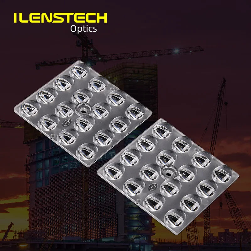 Ilenstech 16 Leds 50mm Square Led Lens for Parking Area Light /bating Distribution Lenses Optics
